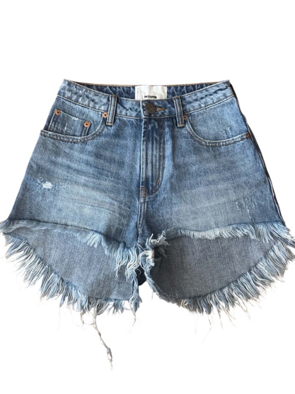 One Teaspoon High Waisted Sonita Light Blue Distressed Denim Jean Shorts size 24